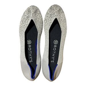 Rothys Shoes Womens 8 Silver The Flat‎ Sparkle Round Toe RARE Casual Ballet